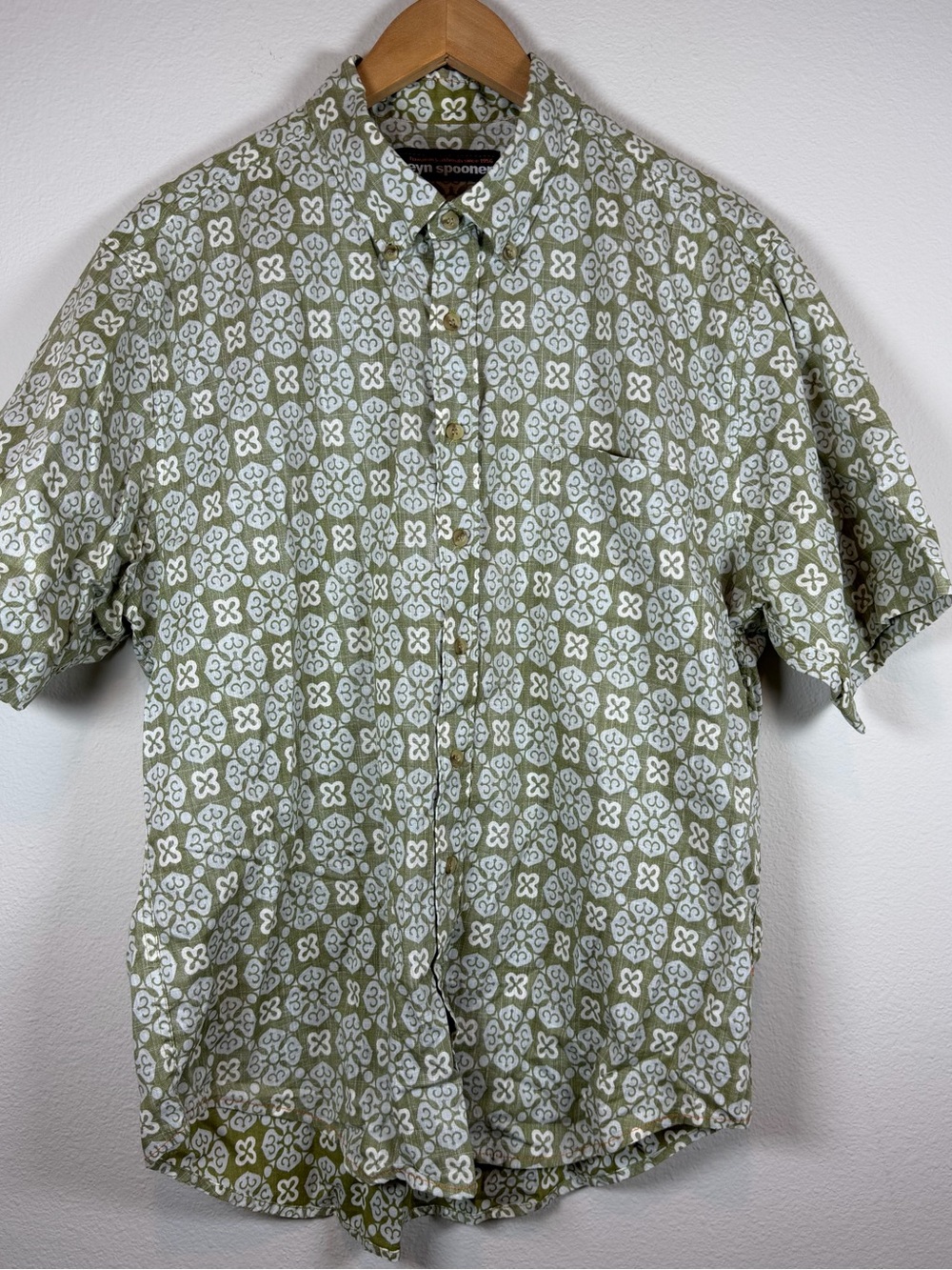 Reyn Spooner USA MADE Button Down Men XL Cotton Linen Surf Beach Hawaiian Shirt